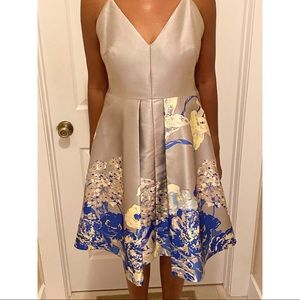 Calvin Klein Fit Flare Silver Floral Dress